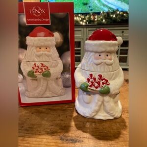 Lenox Christmas Santa Claus Candy Jar – Vintage Lenox – Hand-Painted Ceramic